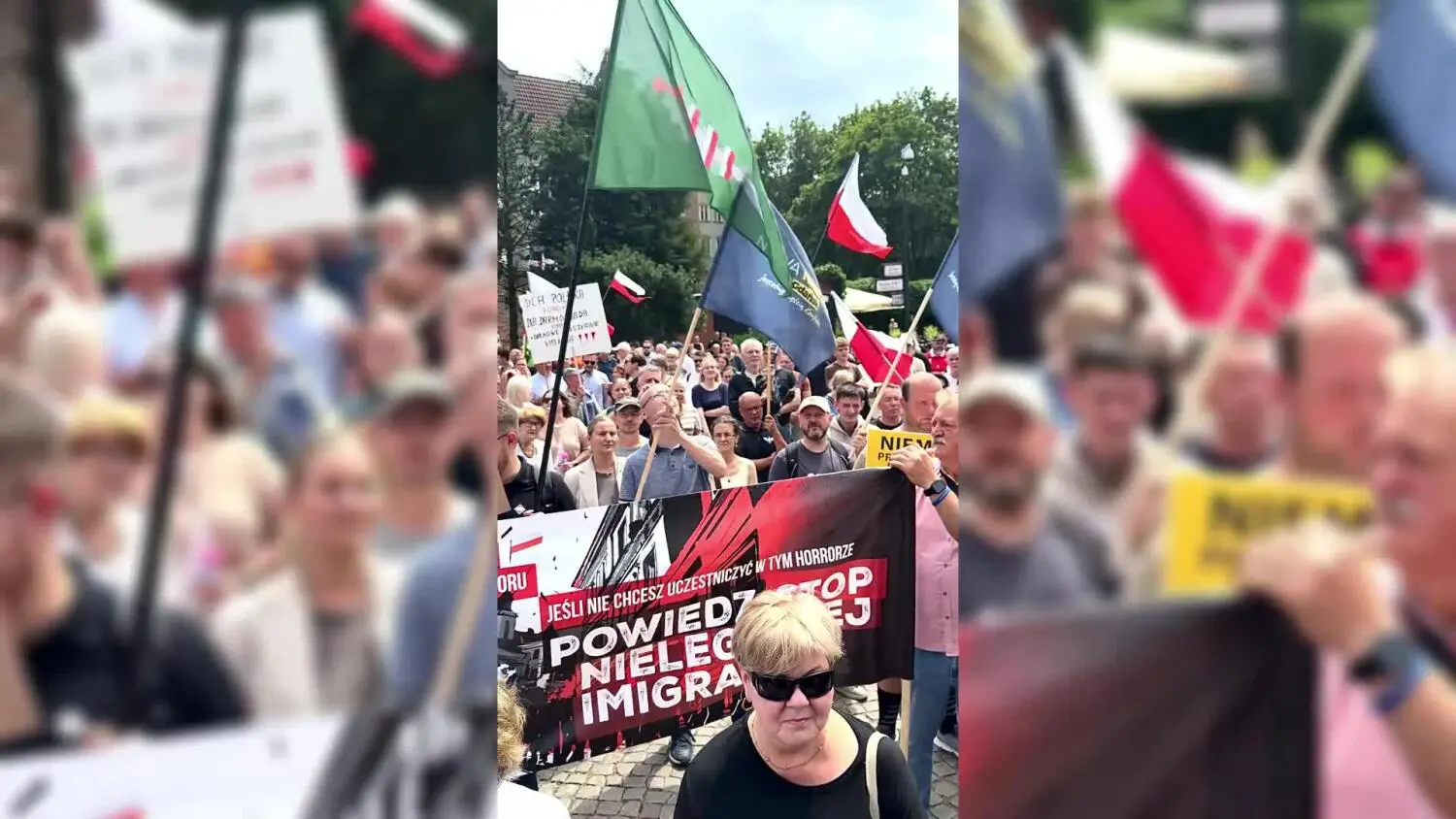 "Stop imigracji". Manifestacja Konfederacji na Targu Węglowym w Gdańsku